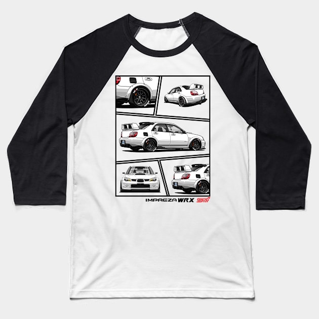 Impreza WRX STI Hawkeye Grey, JDM Car Baseball T-Shirt by T-JD